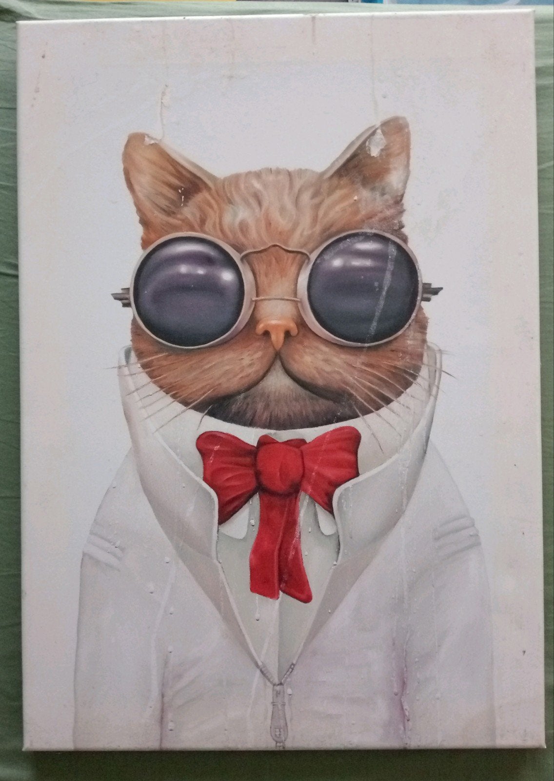 Cool Cat print op canvas Kat met zonnebril, Gebruikt, ., Ophalen of Verzenden, Print