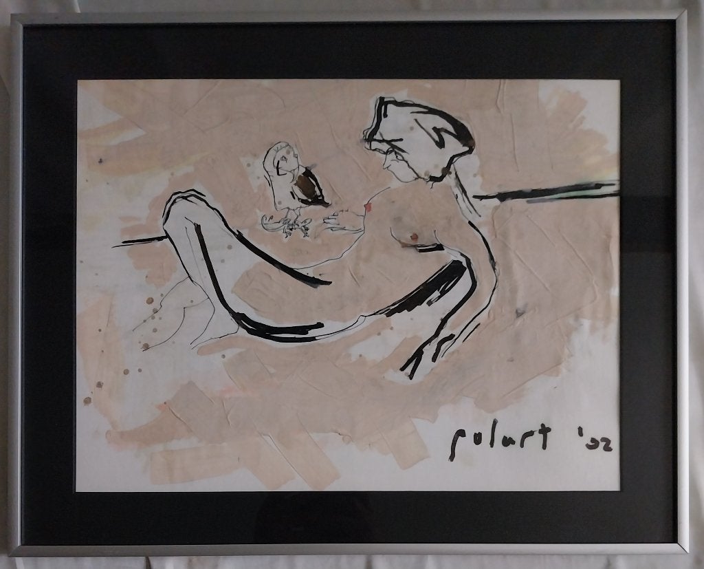 Michel Pol (1969) - Naakte dame met vogel - 1992, Antiek en Kunst, Ophalen