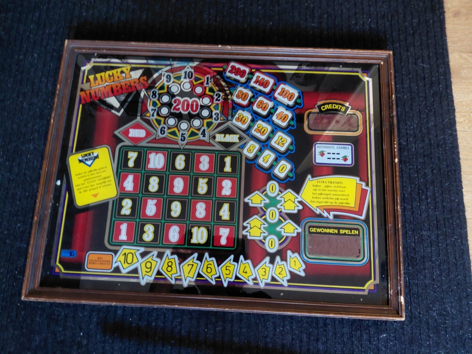 Vintage Lucky Numbers Spelbord in Lijst, Overige munten, Ophalen of Verzenden, Gebruikt