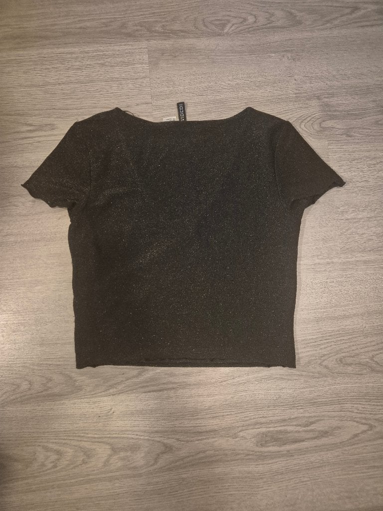 Top korte mouw, Zwart, H&M Divided, Ophalen of Verzenden, Zo goed als nieuw