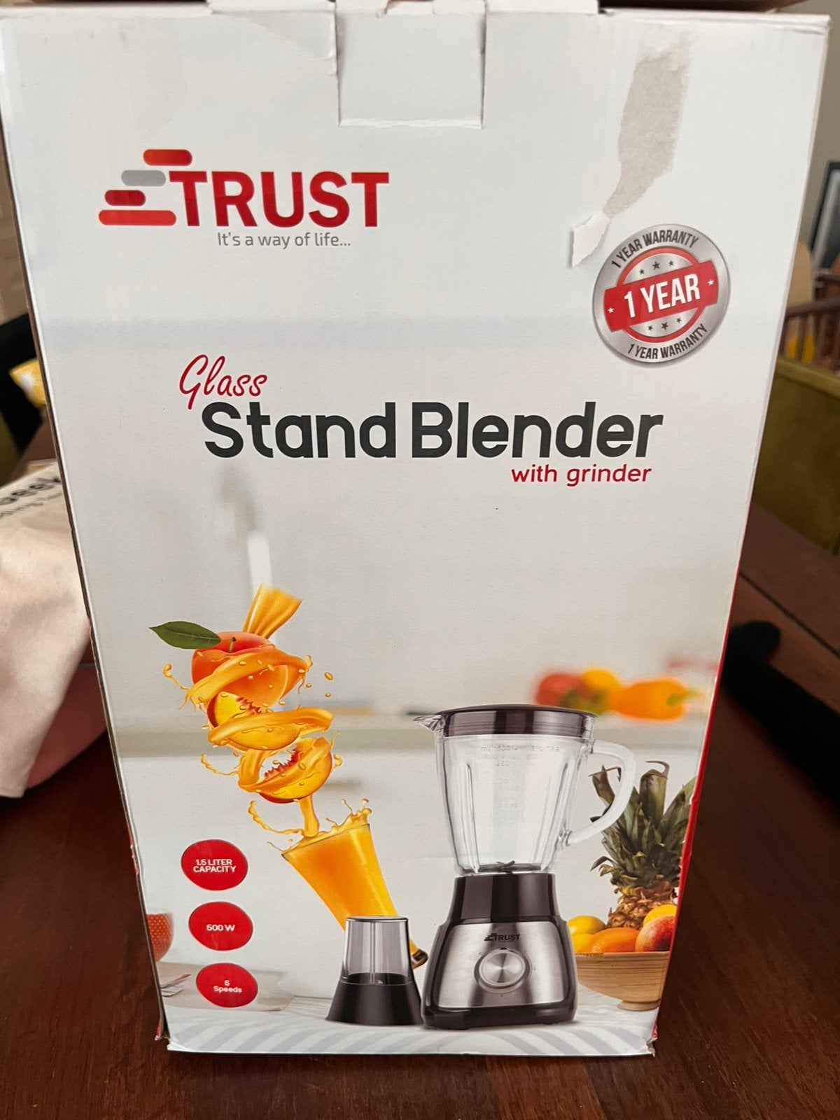 Trust Blender 500watt, glas 1,5 liter, Ophalen, Zo goed als nieuw, Blender