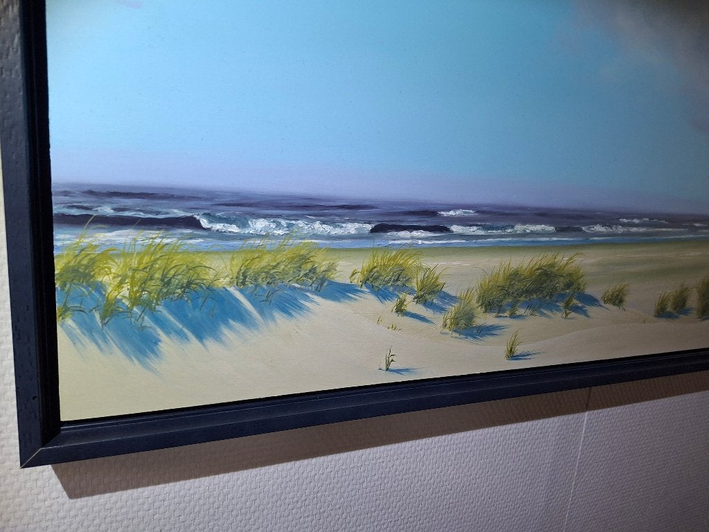 Schilderij zeegezicht olieverf 80x80cm, Ophalen, Realistisch, Gesigneerd, Olieverf