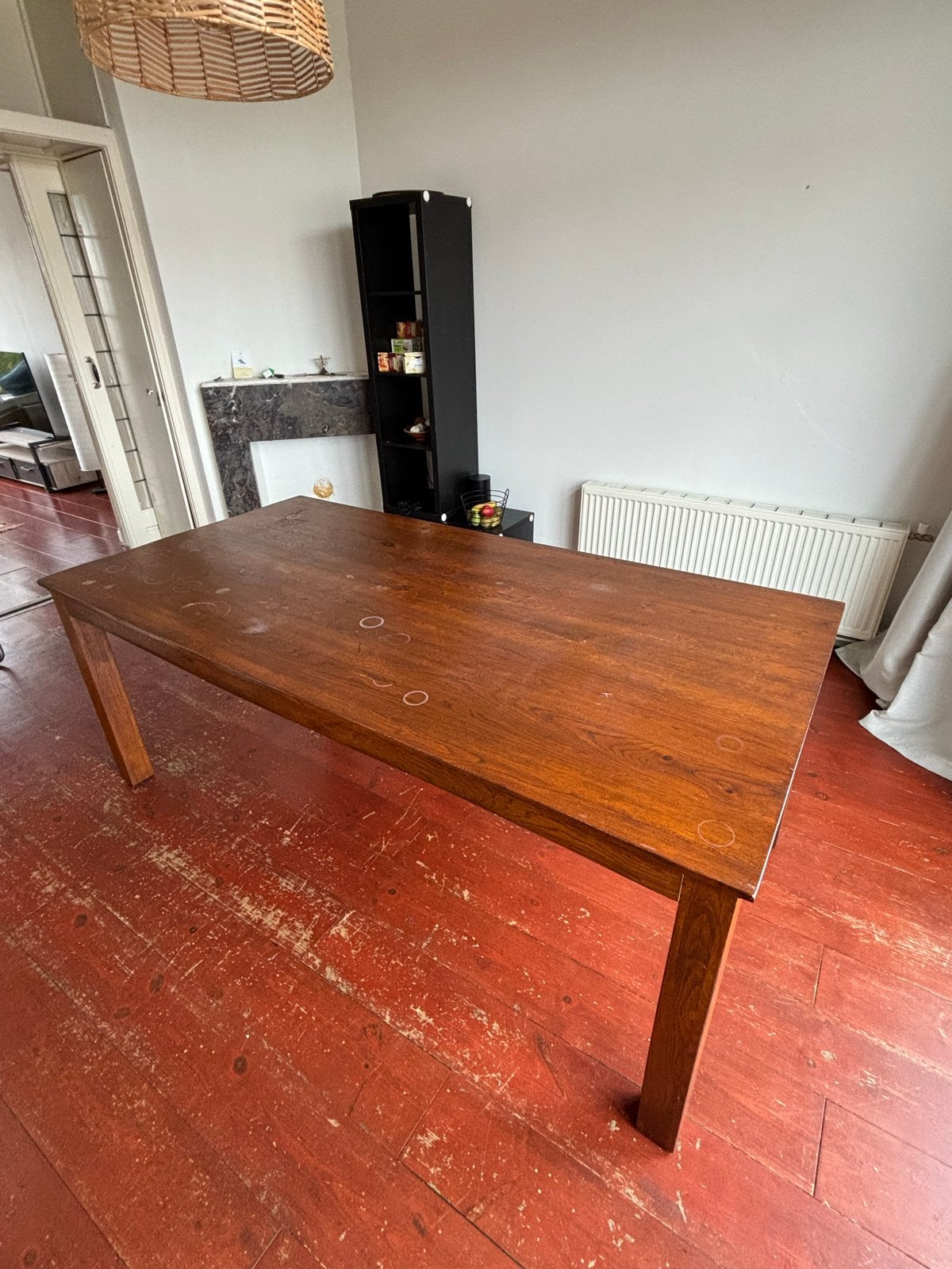 Robuuste houten eettafel, Huis en Inrichting, Tafels | Eettafels, Ophalen, Gebruikt, 50 tot 100 cm, Vijf personen of meer