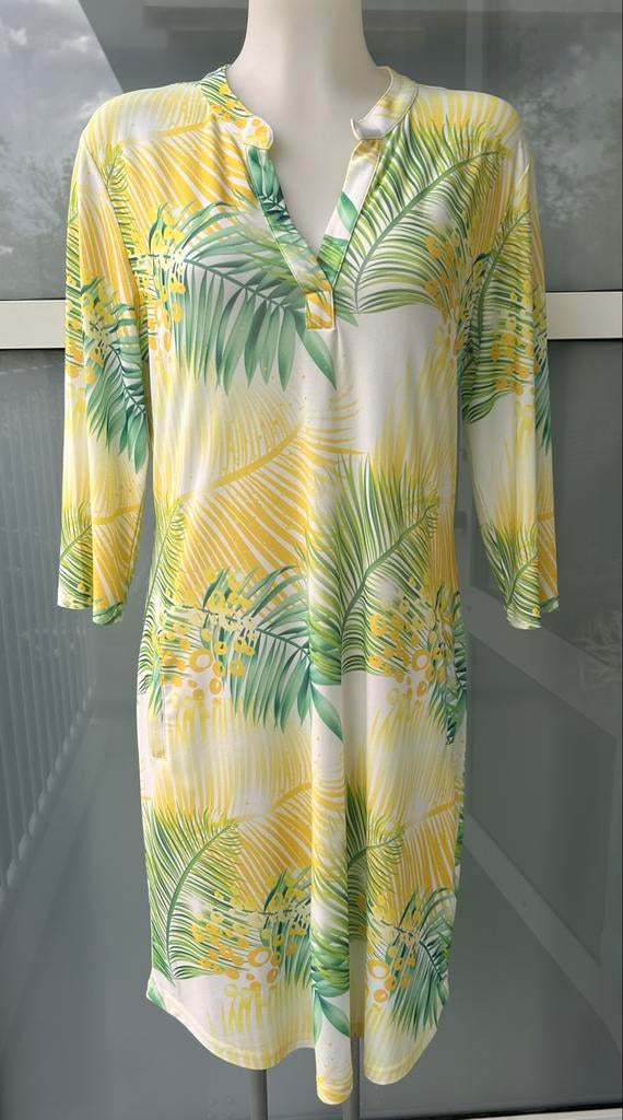 Zomerse Tuniek Jurk met Tropische Print mt L, Maat 38/40 (M), Geel, Ophalen of Verzenden, Zo goed als nieuw
