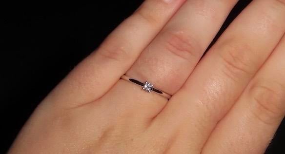 Verlovingsring 18K witgoud met diamant 0,1ct G/SI, Ophalen, Zo goed als nieuw, 17 tot 18, Met edelsteen