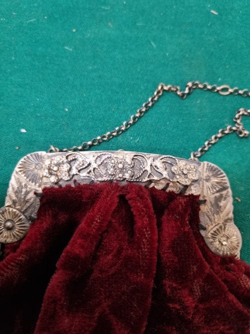 Avond tas antiek met zilveren beugel 1900, Ophalen of Verzenden