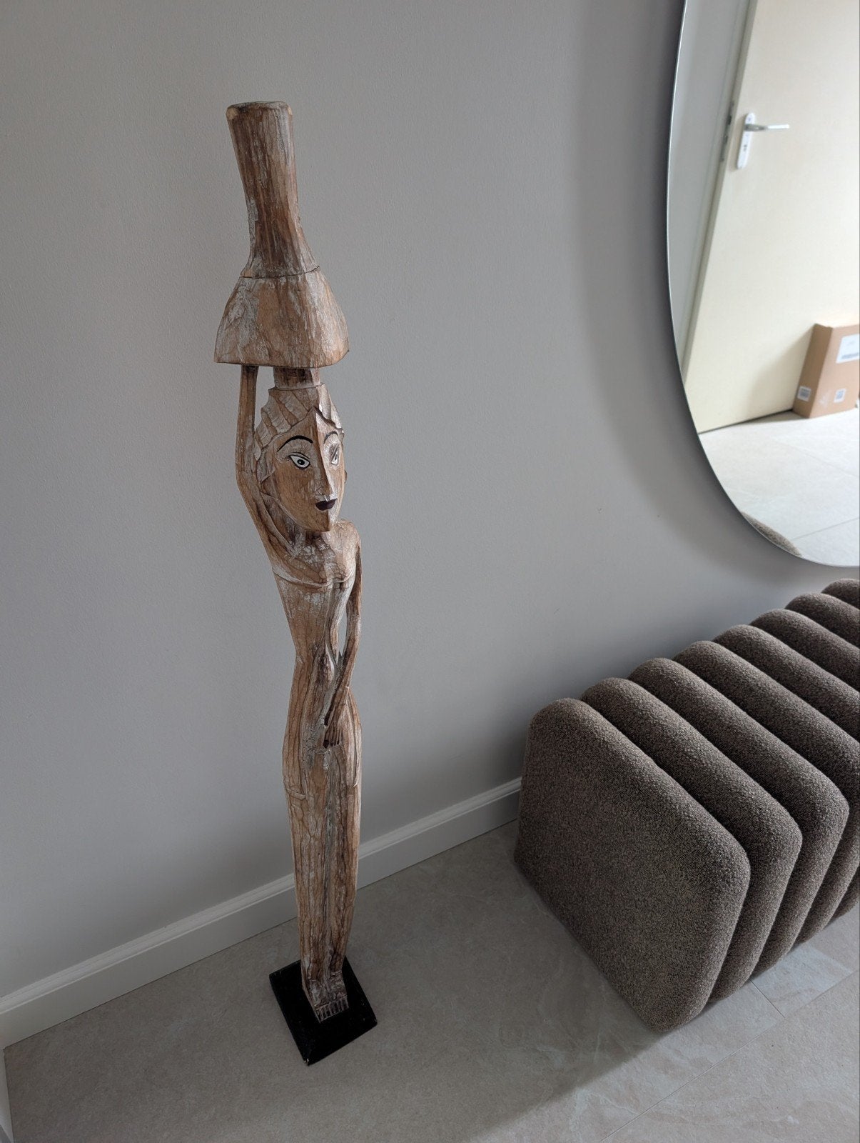 Afrikaans beeld vrouw 125cm, Antiek en Kunst, Kunst | Beelden en Houtsnijwerken, Ophalen