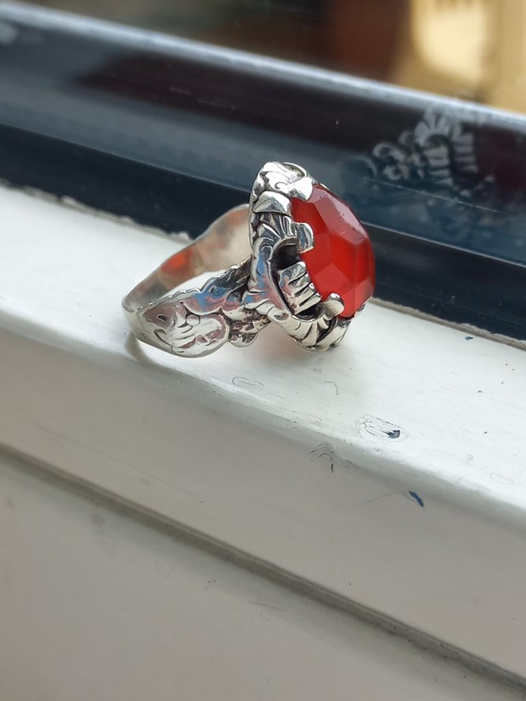 Antieke zilveren ring 19de eeuw., Ophalen of Verzenden, Zilver