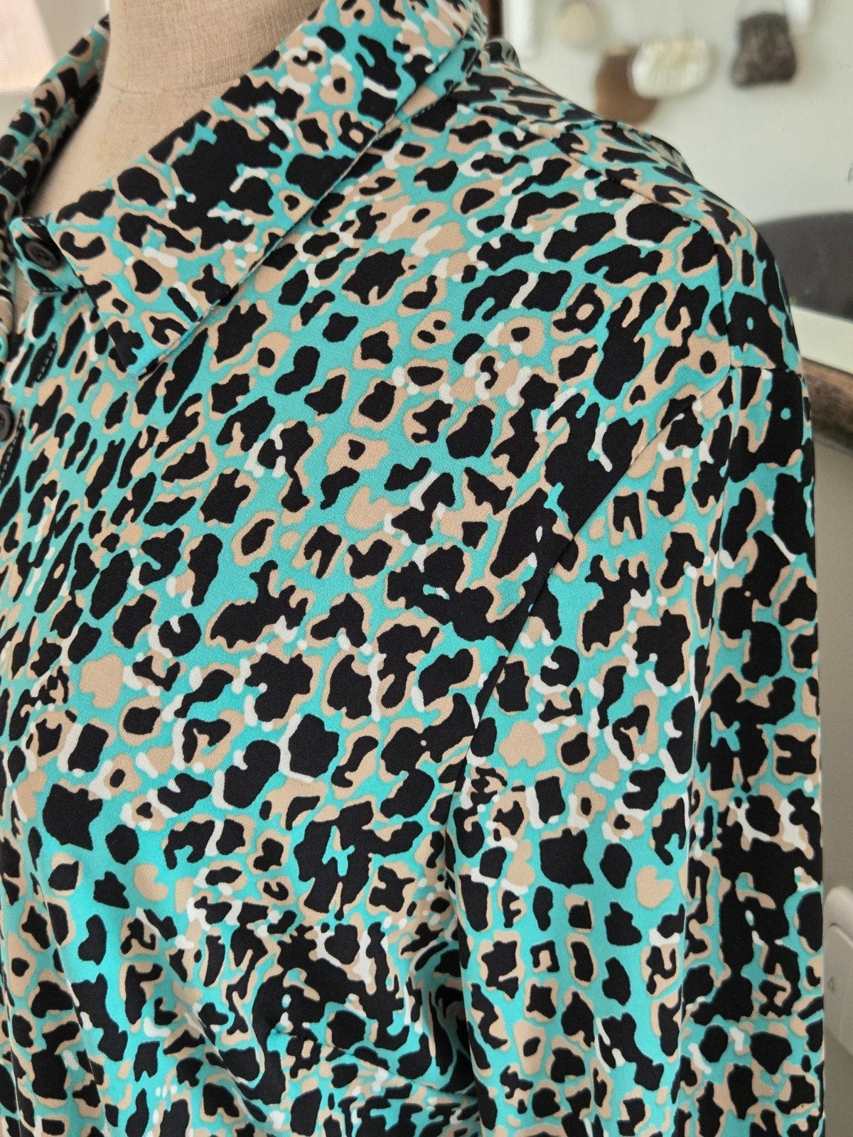 Enjoy blouse panterprint groen maat 44 XXL, Kleding | Dames, Ophalen of Verzenden, Zo goed als nieuw, Maat 46/48 (XL) of groter
