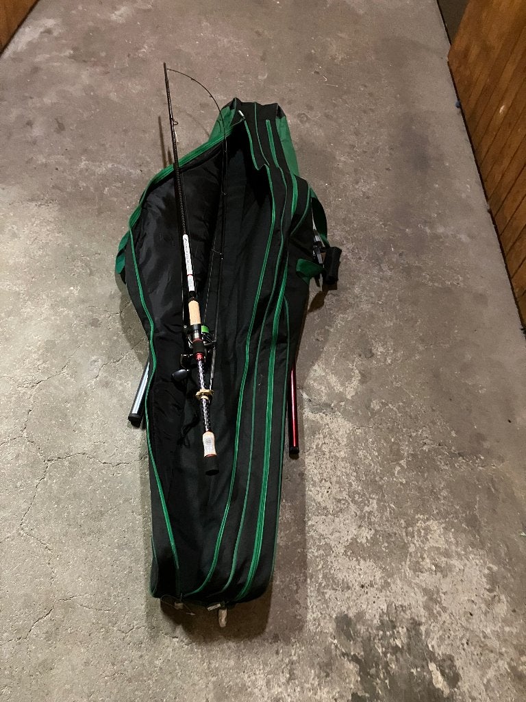 Vishengels, molens, netten, transportkar en accessoires, Ophalen, Gebruikt, Complete hengel