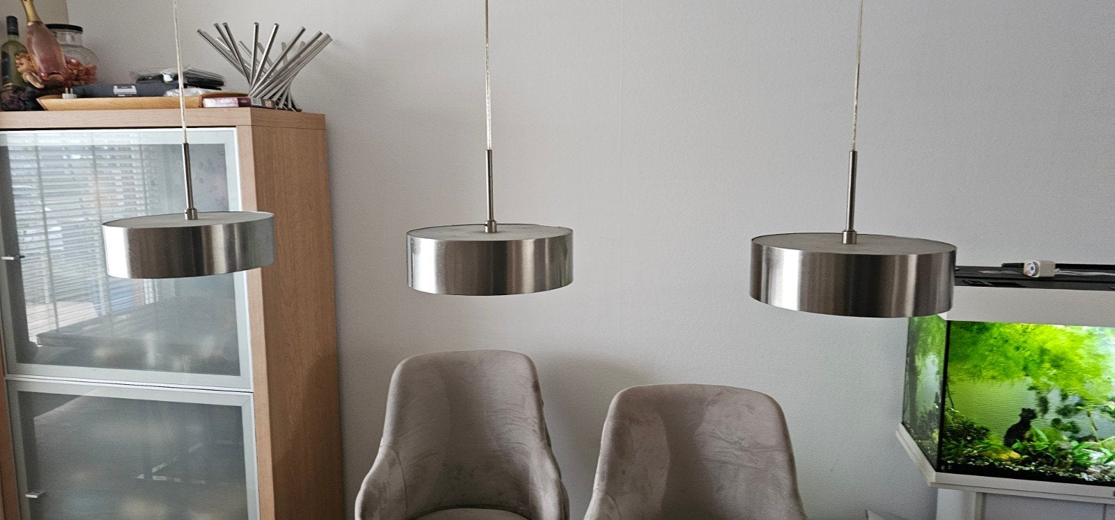 Hanglamp eettafel ufo rvs, 50 tot 75 cm, Ophalen of Verzenden, Zo goed als nieuw, Metaal