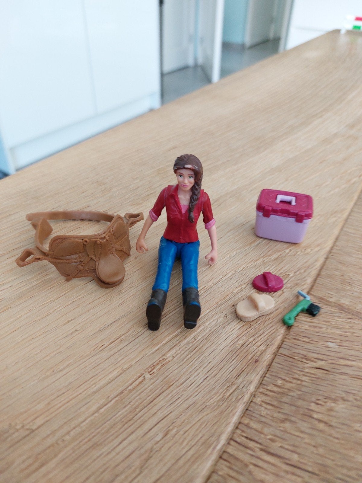 Schleich ruiter met borstel set en extra zadel, Kinderen en Baby's, Speelgoed | Overig, Ophalen of Verzenden, Zo goed als nieuw