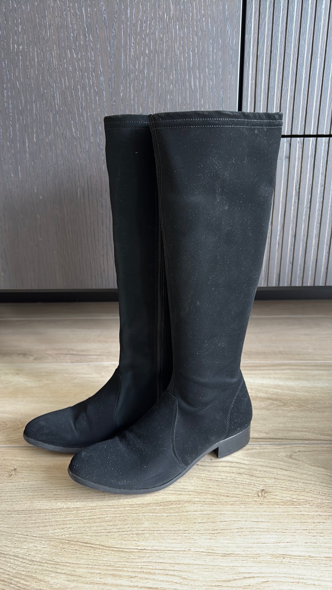 Zwarte stretch laarzen Manfield maat 38, Ophalen of Verzenden, Zo goed als nieuw, Zwart, Hoge laarzen