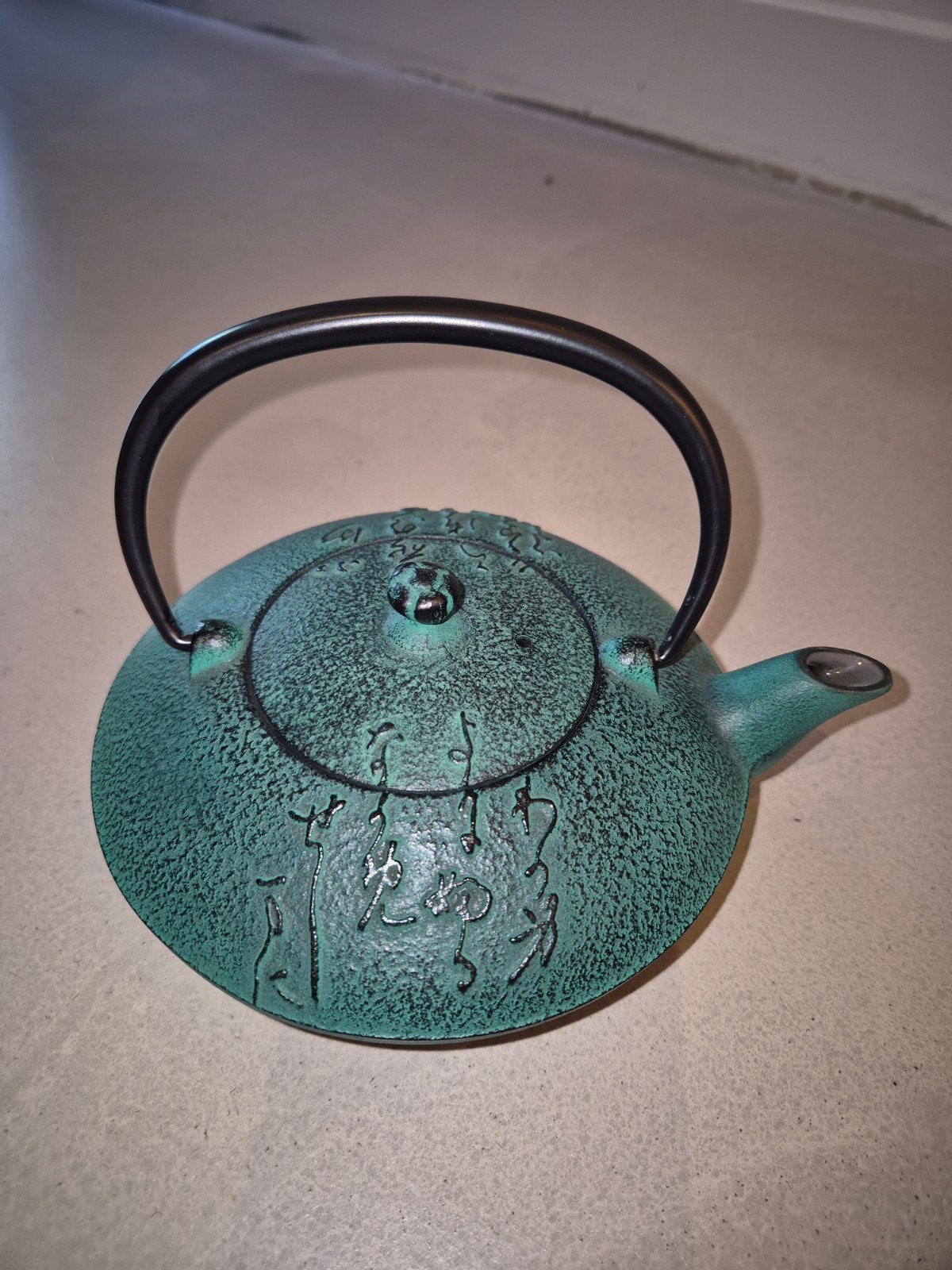 Authentieke Japanse gietijzeren theepot - Groen, Theepot/fluitketel, Groen, Nieuw, Ophalen of Verzenden
