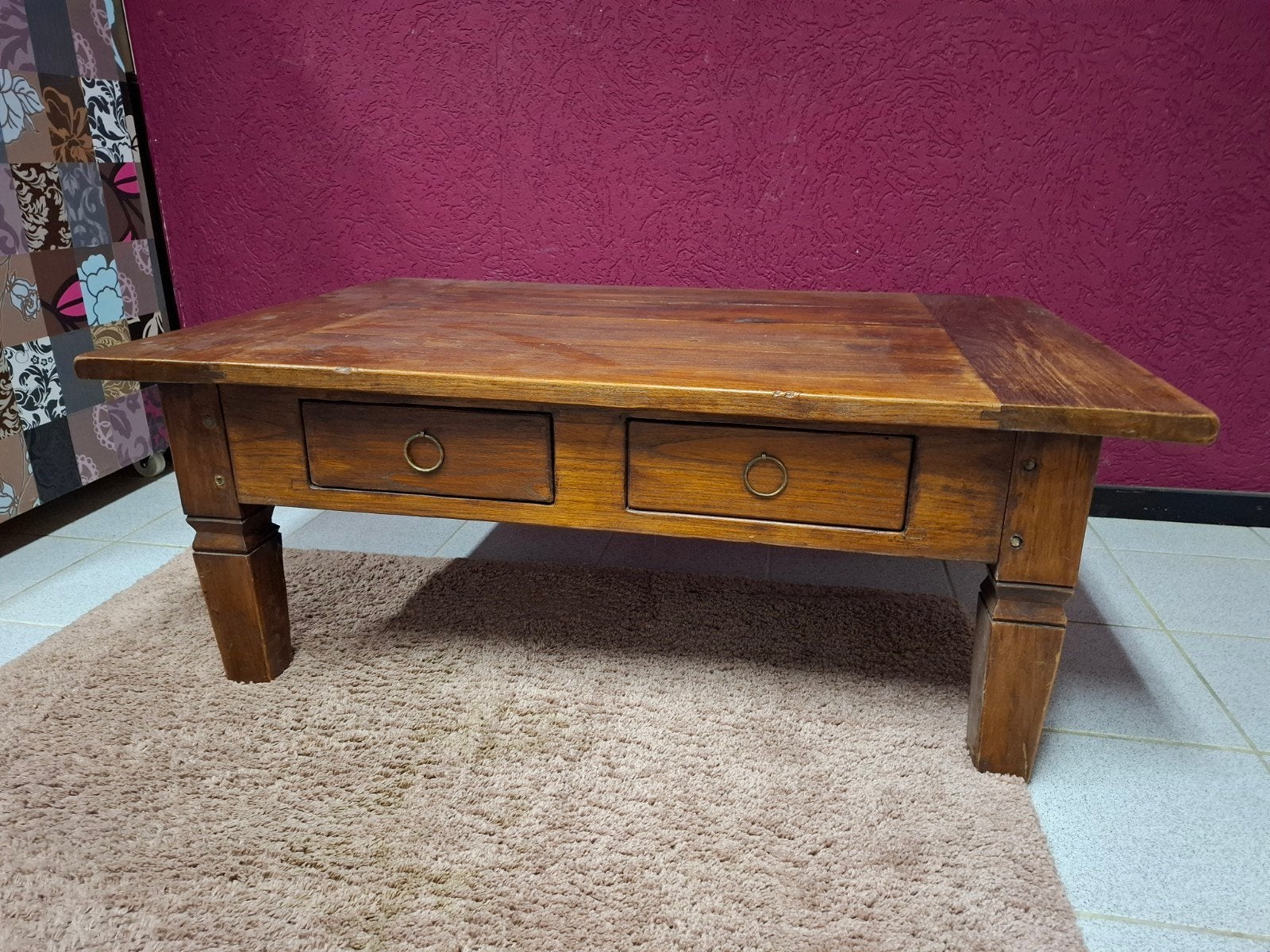 Koffietafel massief hout, Ophalen, Gebruikt, 100 tot 150 cm, 50 tot 100 cm
