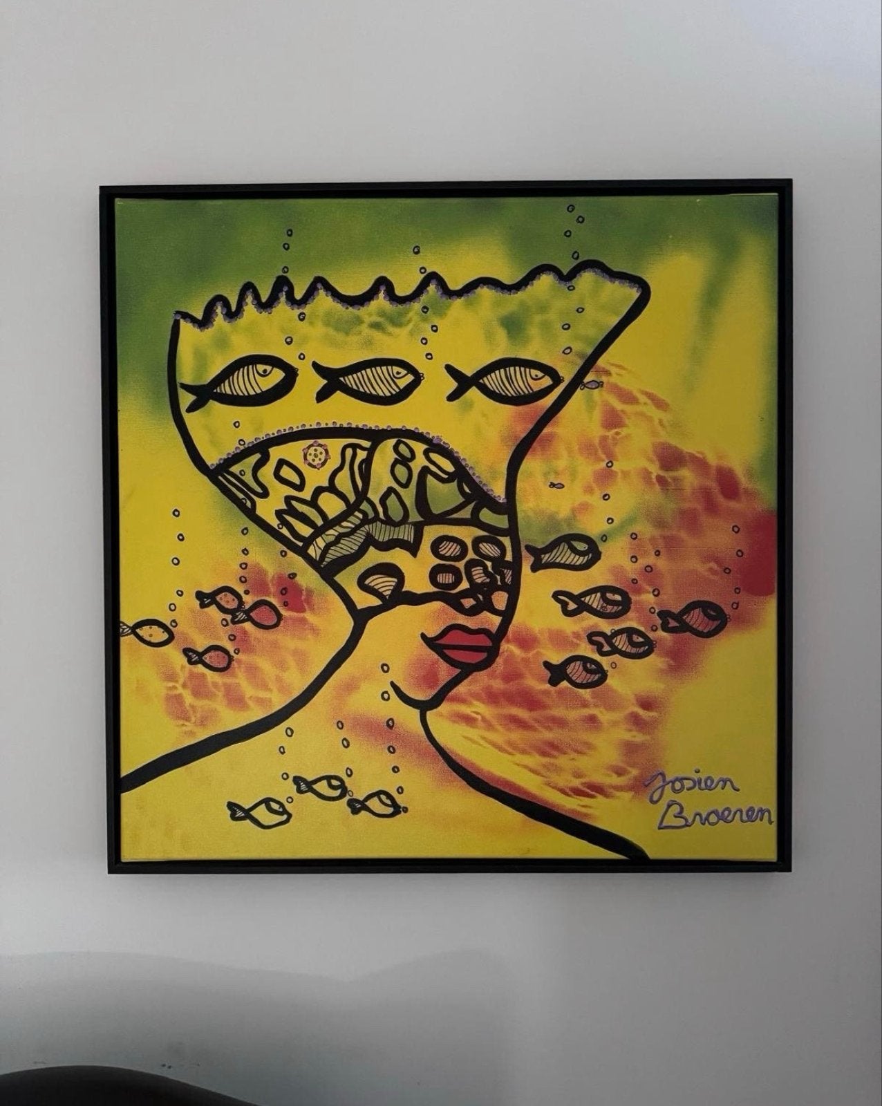 Modern schilderij 'Thought of the sea' - Josien Broeren, Antiek en Kunst, Ophalen, Gesigneerd, Textiel, Figuren