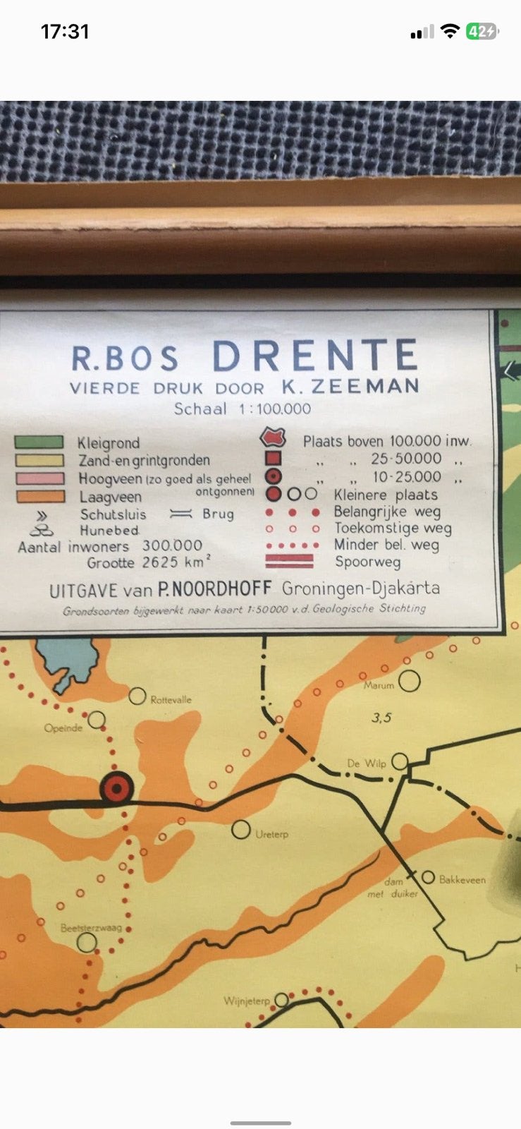Vintage Schoolplaat  Drenthe, Ophalen, Aardrijkskunde