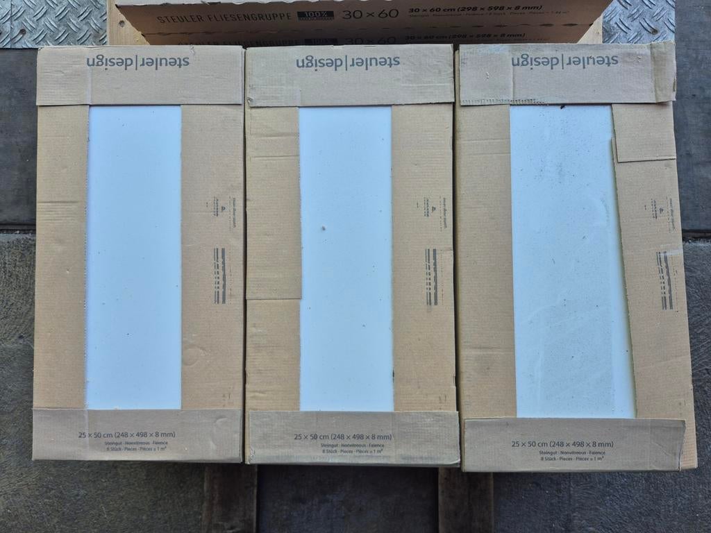 Partij van 9m² wandtegels 25x50 cm, mat wit, Ophalen, 40 tot 60 cm, Nieuw, 5 tot 10 m²