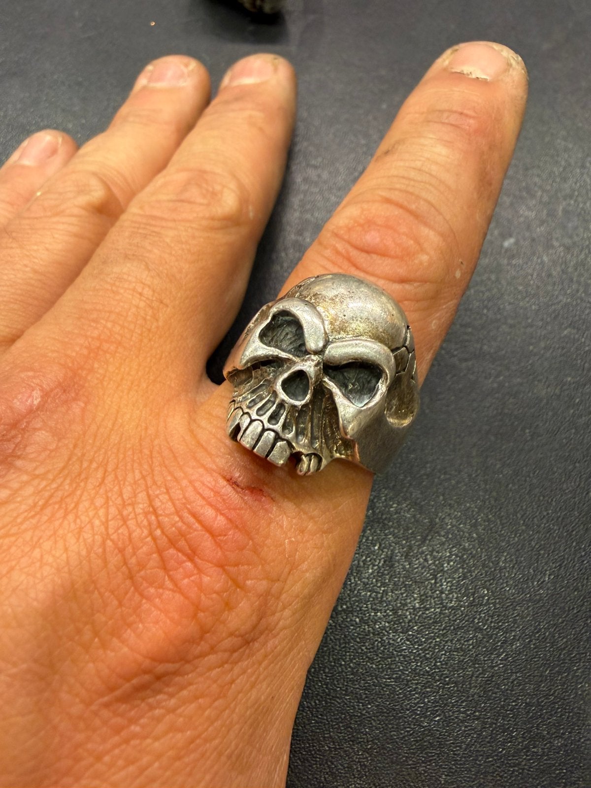 Zilveren biker ring, Sieraden, Tassen en Uiterlijk, Ringen, Ophalen of Verzenden, Zo goed als nieuw, Zilver, Dame