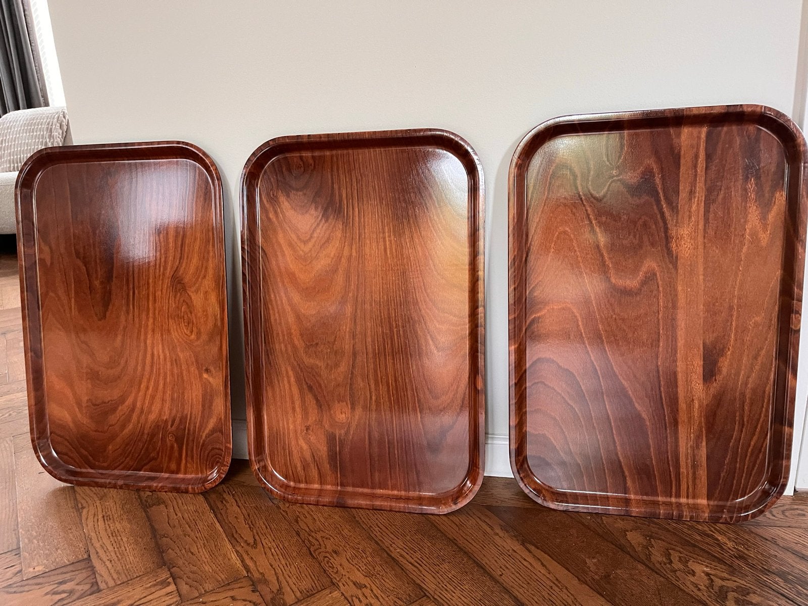 3 Vintage Gerling Sol-Ohligs dienbladen 40x60 cm, Kunststof, Gebruikt, Afgeronde hoeken, Ophalen of Verzenden