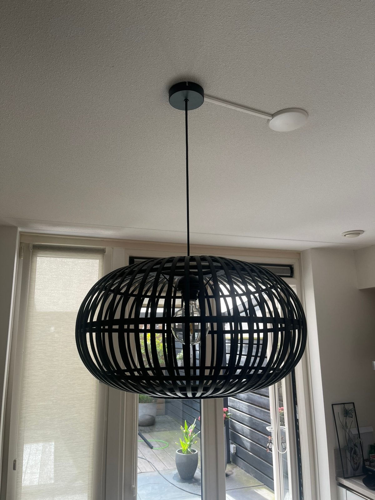 ROTAN Hanglamp bamboe zwart, Ophalen of Verzenden, Zo goed als nieuw