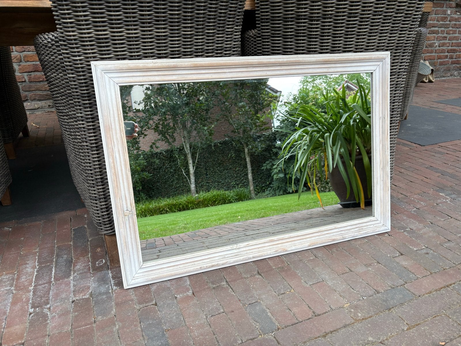 Xenos spiegel 90x60 cm met houten lijst, Ophalen, Gebruikt, Minder dan 100 cm, Rechthoekig