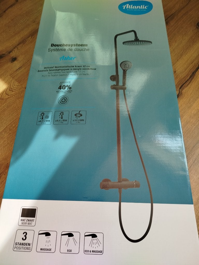Douchesysteem Atlantic Asher 12  cm, Ophalen of Verzenden, Nieuw, Douche