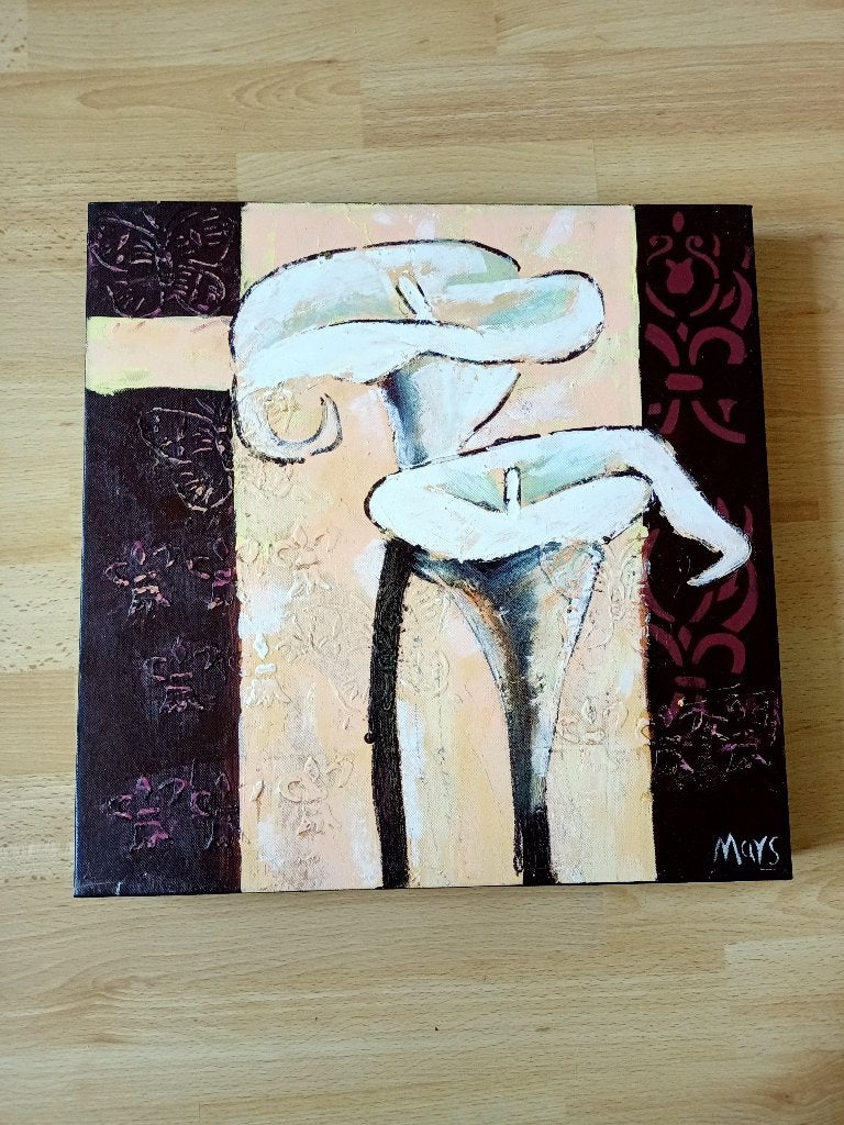 canvas schilderij met bloem 40 x 40 cm - nieuw, Ophalen, Zo goed als nieuw, Minder dan 50 cm, Schilderij
