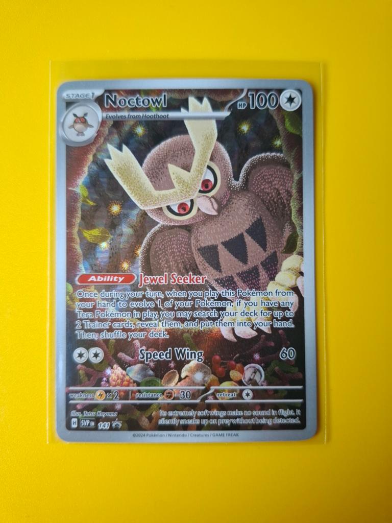 Noctowl, Pokemon, promo 141, Verzenden, Zo goed als nieuw, Losse kaart, Foil