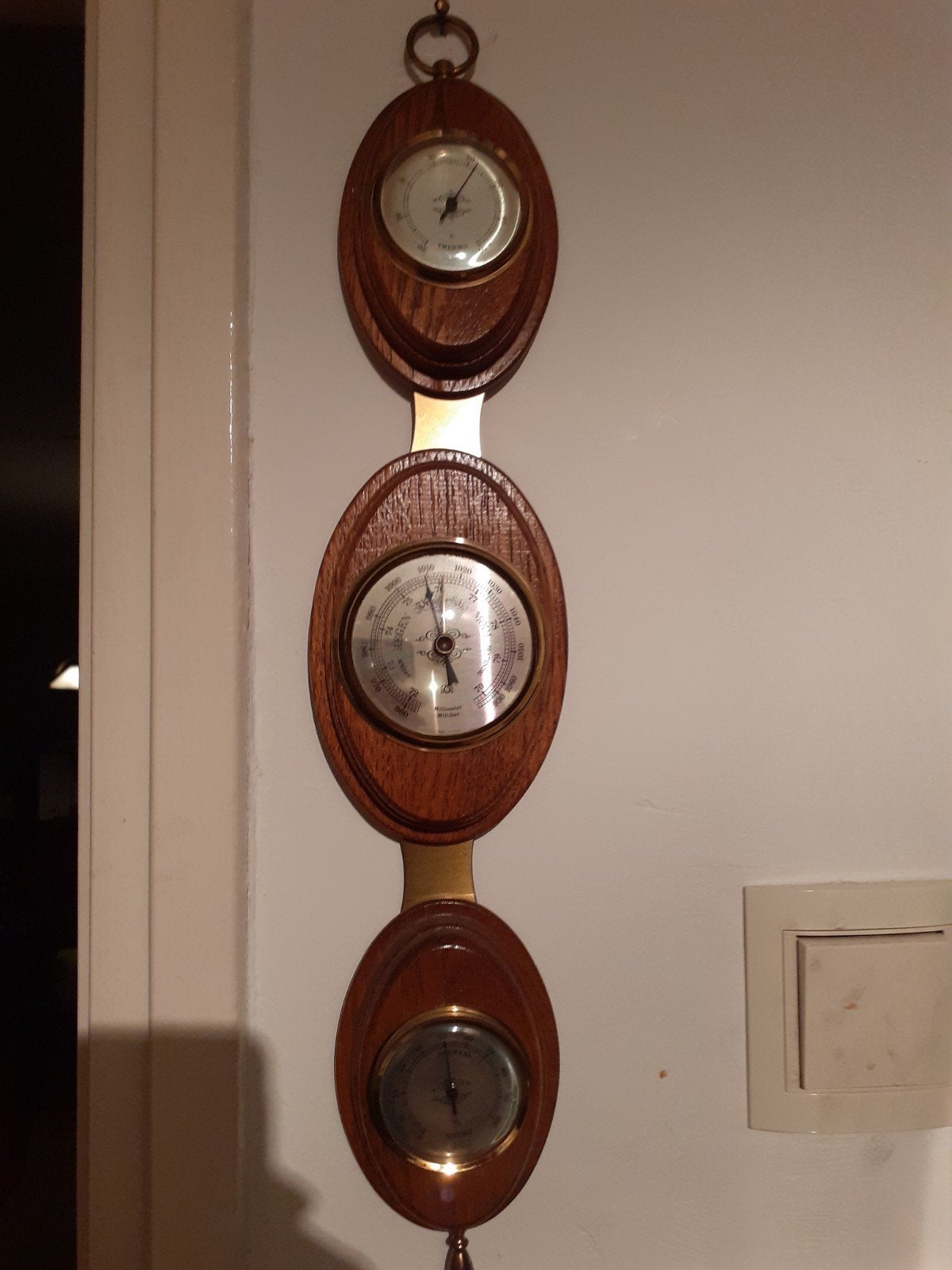 Vintage Weerstation: Barometer, Thermometer, Hygrometer, Audio, Tv en Foto, Weerstations en Barometers, Ophalen of Verzenden, Gebruikt