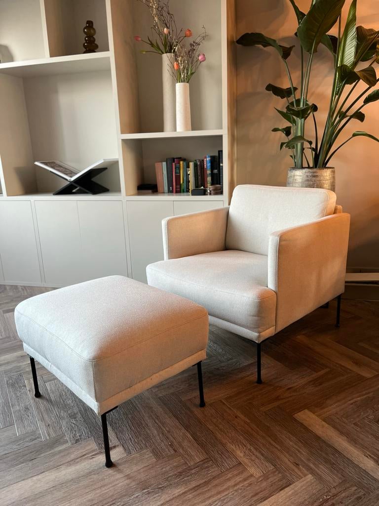 Fauteuil met voetenbank - westwing, Ophalen, Zo goed als nieuw, Stof, 75 tot 100 cm