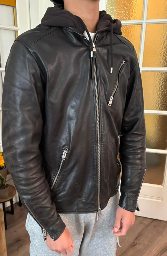 Leder jack allsaints M, Ophalen of Verzenden, Gedragen, Maat 48/50 (M), Zwart
