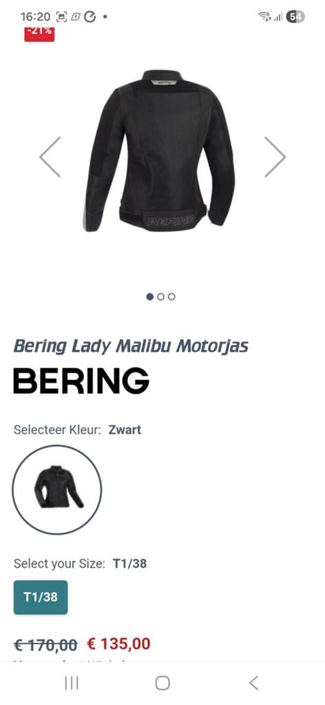 Bering Lady Malibu DOORWAAIjas -  Zwart mtT6-3xxl of 46/48, Motoren, Ophalen, Jas | textiel, Nieuw zonder kaartje, Bering