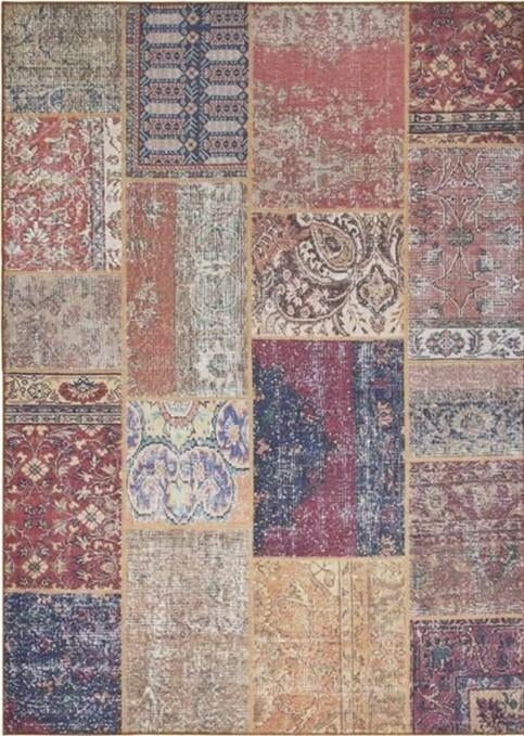 Vintage patchwork vloerkleed, Ophalen, Gebruikt, Overige kleuren, 150 tot 200 cm