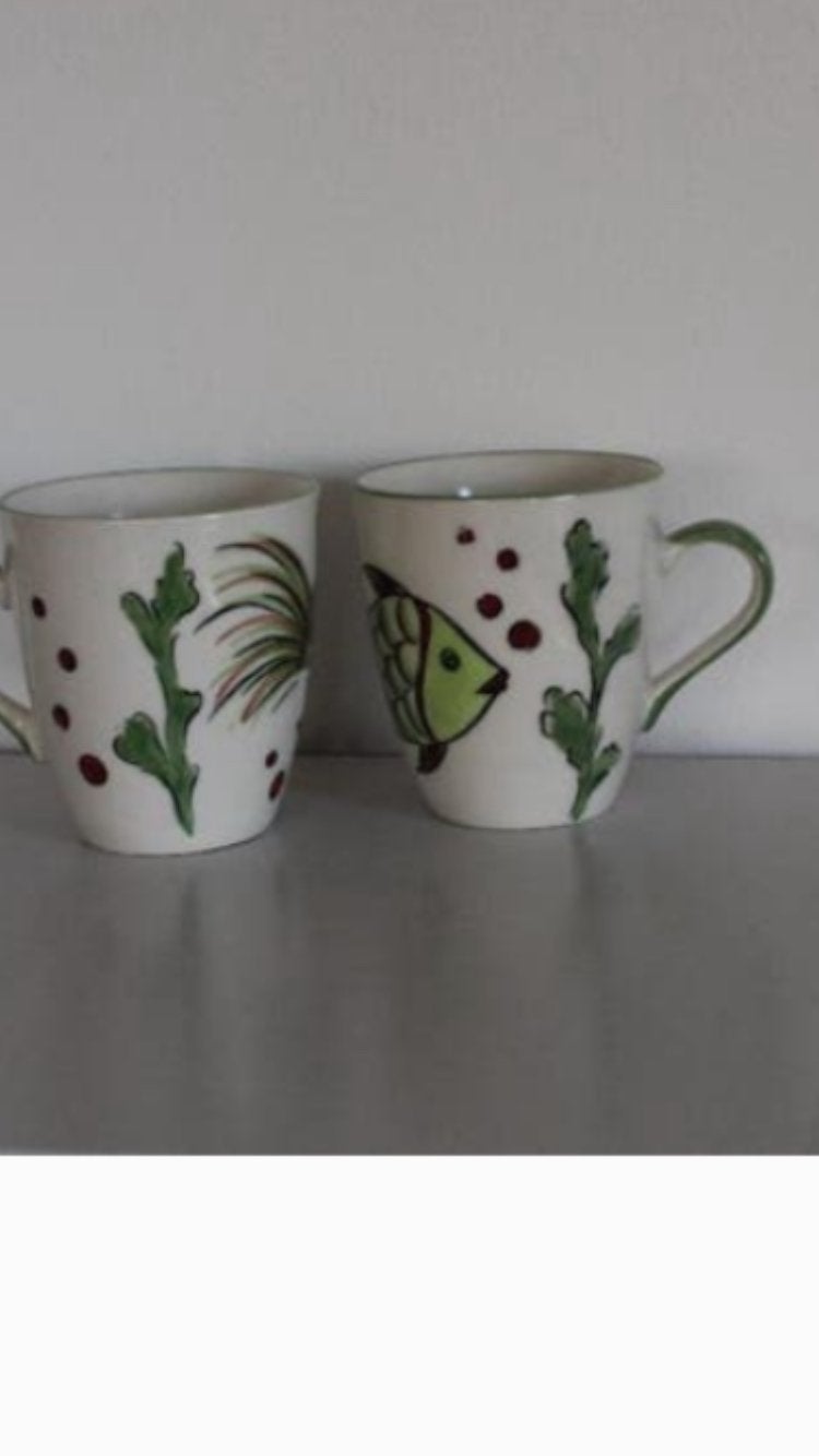Twee mokken ( Vissendecoratie), Nieuw, Ophalen of Verzenden, Overige stijlen, Kop(pen) en/of Schotel(s)