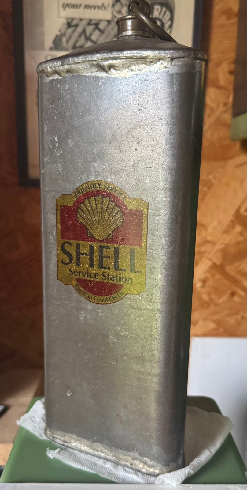 Vintage Ijzeren kruik met Shell logo, Ophalen of Verzenden, Gebruikt, Overige