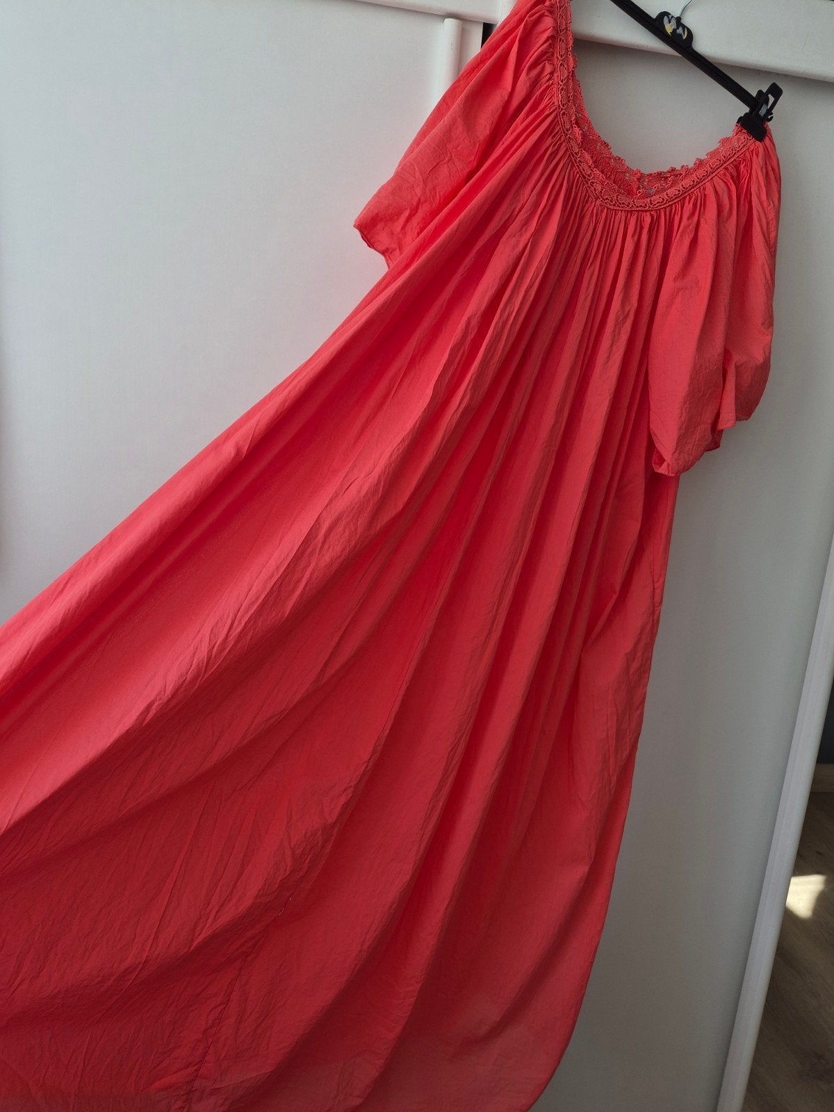 prachtige maxi jurk koraal rood xl boheme ibiza lange dress, G.ricceri, Overige kleuren, Maat 46/48 (XL) of groter, Ophalen of Verzenden