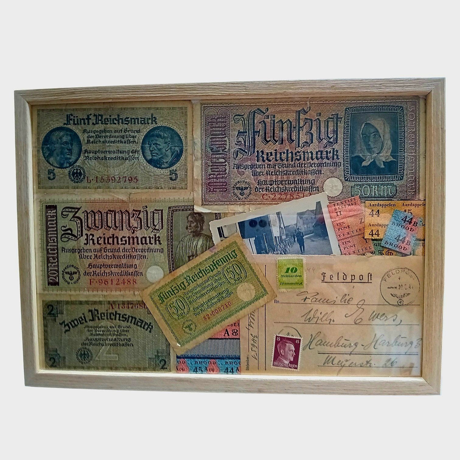 Set Tweede Wereldoorlog Feldpost 50 RM Duits Geld WO2 WW2, Ophalen of Verzenden, Landmacht, Duitsland, Foto of Poster