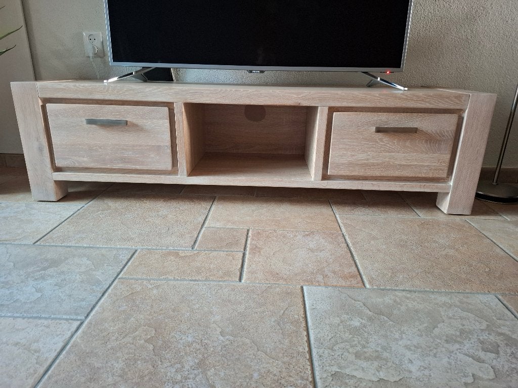 Tv kast en eettafel, Ophalen, 150 tot 200 cm, Eikenhout, Zo goed als nieuw