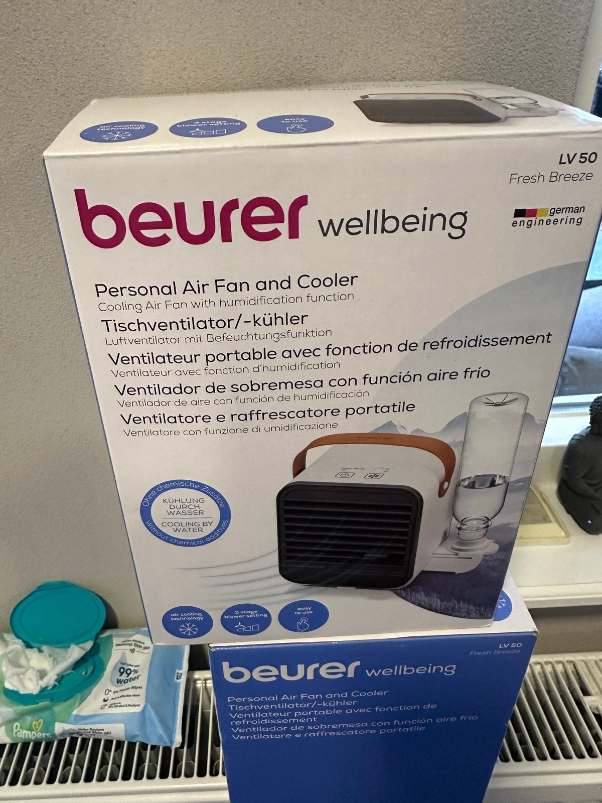 Beurer Wellbeing LV 50 Ventilator met water - Nieuw, Ophalen of Verzenden, Nieuw, Tafelventilator