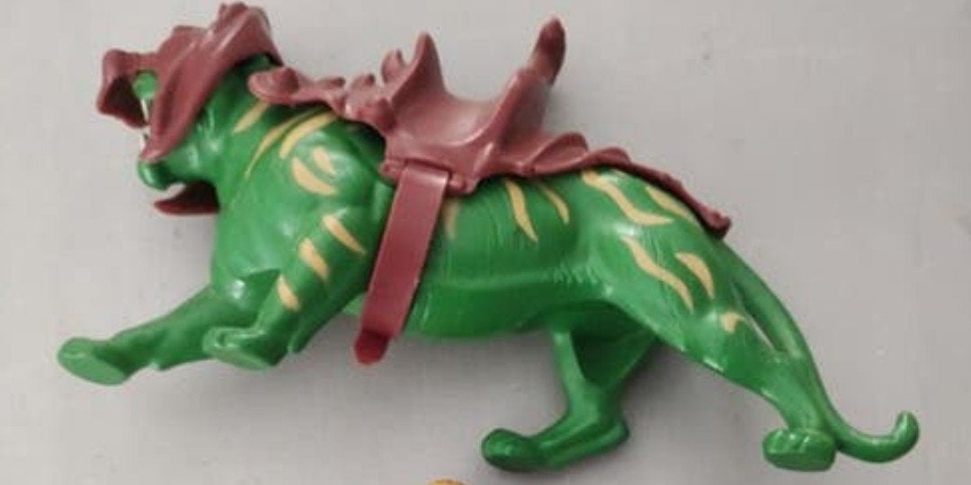 Vintage He-man Battle Cat met accessoires van Mattel, Ophalen of Verzenden, Zo goed als nieuw
