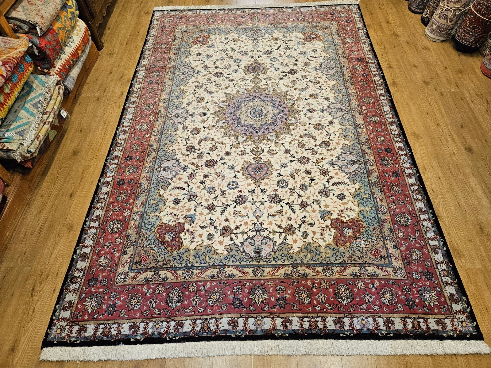 Vintage handgeknoopt perzisch tapijt tabriz 60raj 304x200, Info@SlatsAntiek.nl, Tweedehands, Perzisch, 200 cm of meer