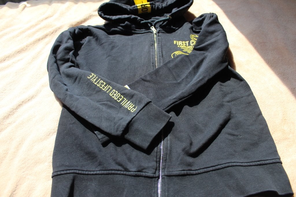 Zwarte hoodie met rits en gele accenten - My Brand, Verzenden, Jongen of Meisje, Trui of Vest, My Brand