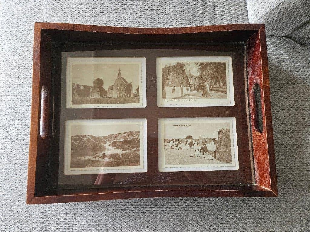 Houten dienblad Bergen/ Bergen aan Zee, Huis en Inrichting, Woonaccessoires | Dienbladen, Ophalen, Gebruikt, Met opstaande rand