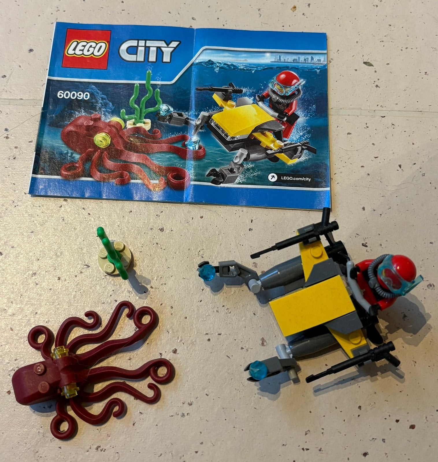 60090 Lego onderwaterscooter en inktvis, Ophalen of Verzenden, Gebruikt