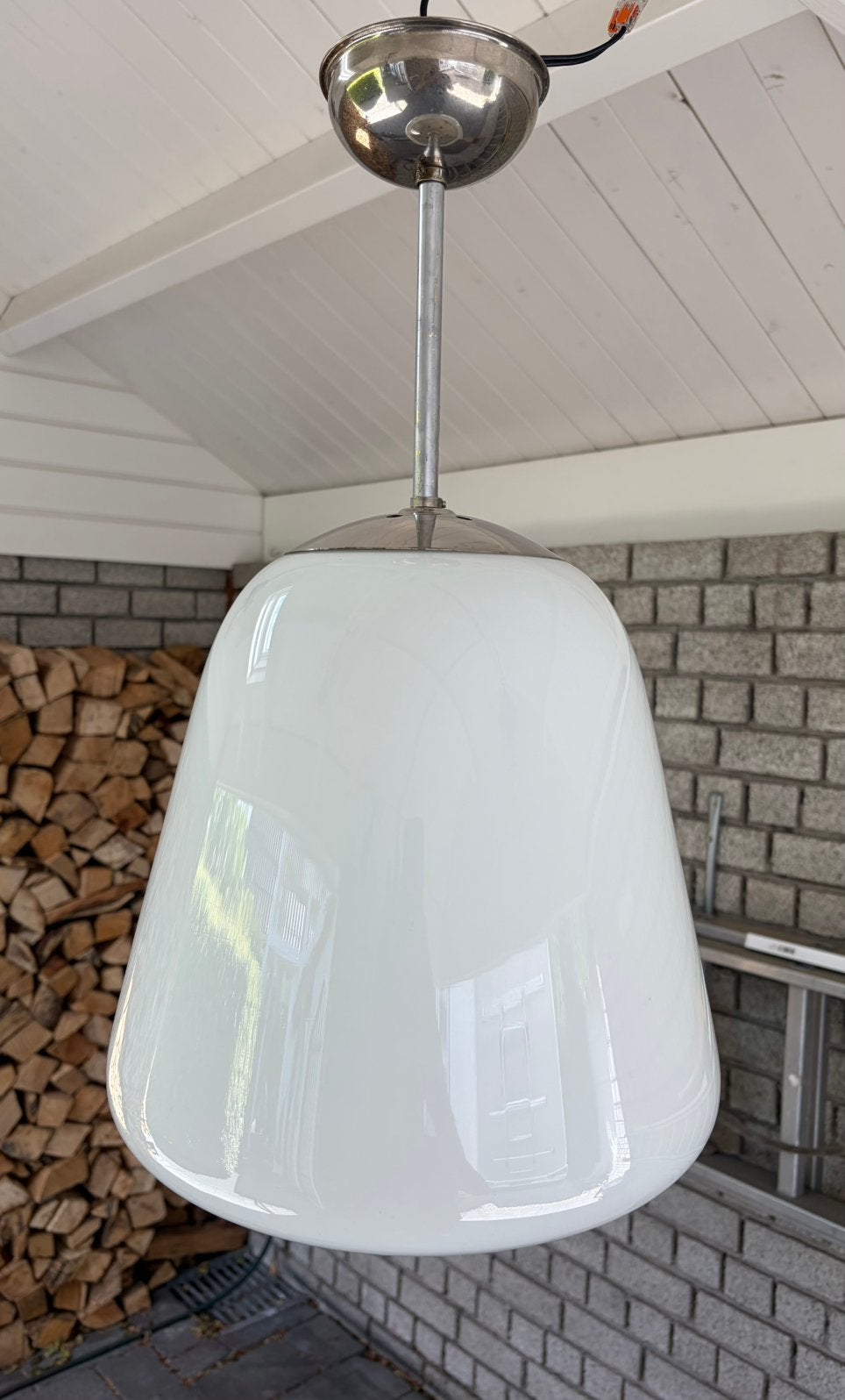 Vintage Bauhaus stijl schoollamp mogelijk Gispen, Huis en Inrichting, Lampen | Hanglampen, Gebruikt, Vintage, Bauhaus, Glas, E27 (groot)