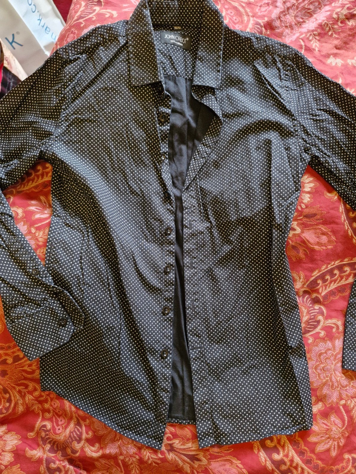 John Cabot overhemd zwart met stippen, maat 146/152, Ophalen of Verzenden, Zo goed als nieuw, Shirt of Longsleeve
