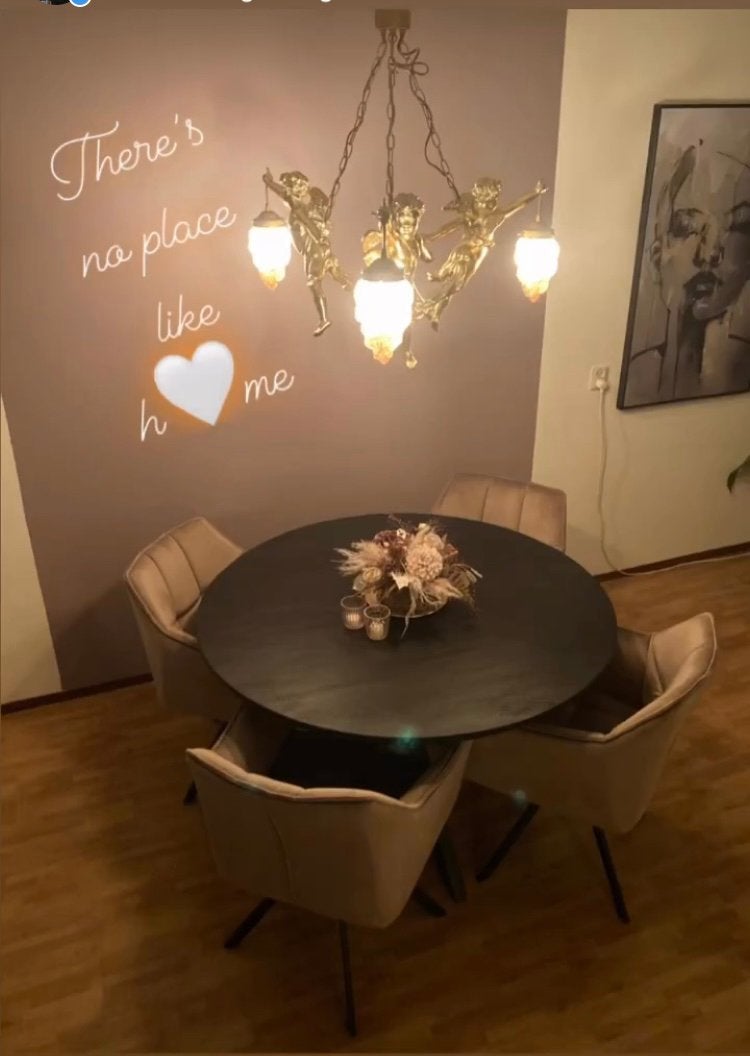 Kroonluchter, lamp met 3 engelen, goudkleurig, Ophalen