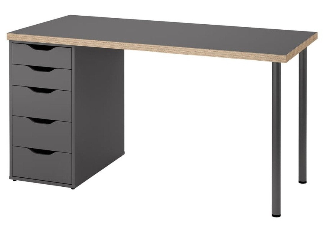 IKEA Alex bureau met grijs blad en zwarte poten, Ophalen, Gebruikt