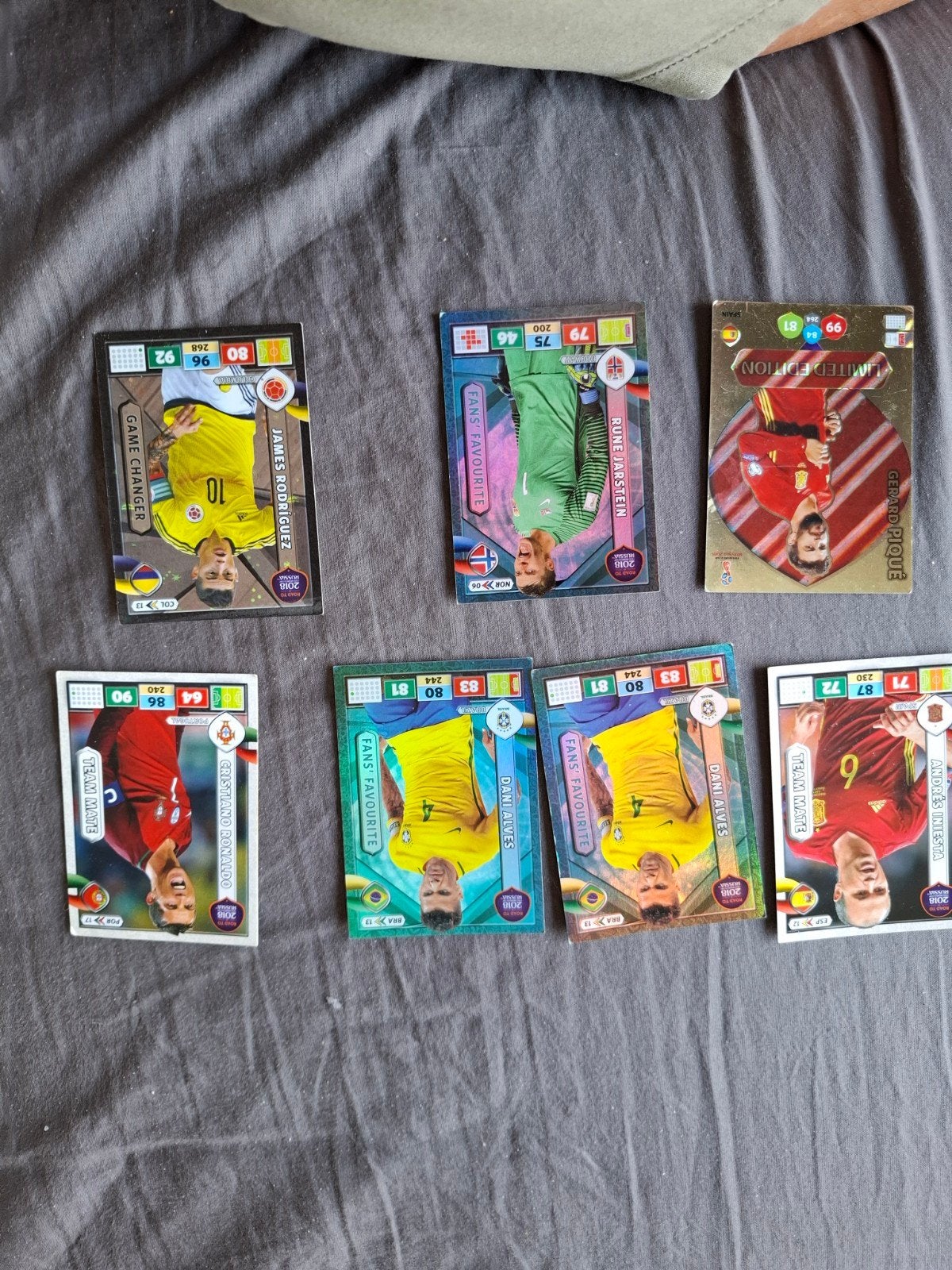 7 voetbalkaarten Panini - Diverse spelers WK 2018, Ophalen of Verzenden, Gebruikt, Buitenlandse clubs, Spelerskaart